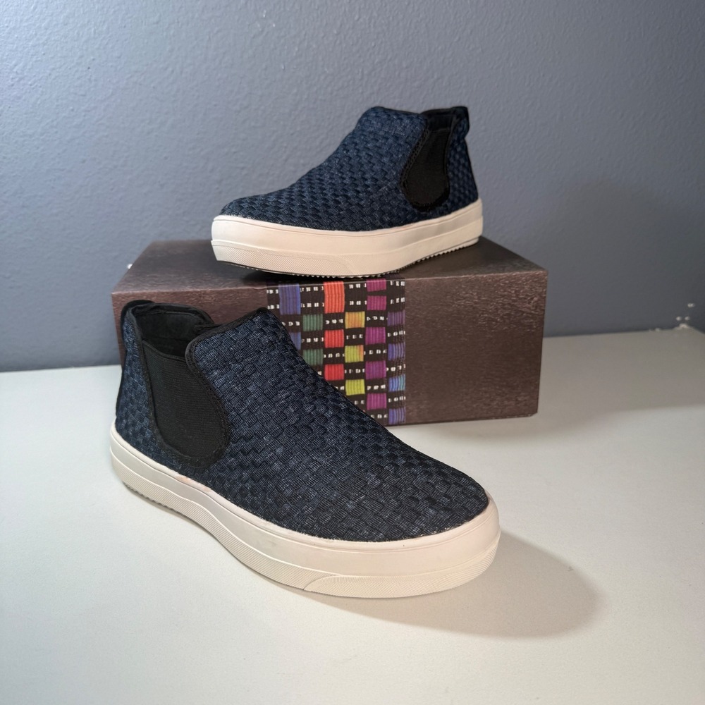 Bernie Mev Slip On Sneakers Womens 38 Blue New Woven Textile Platform